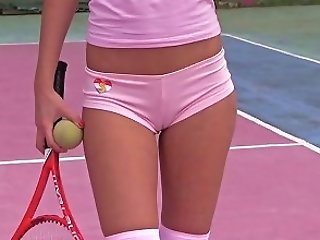 Teen On The Tennis Court Masturbates Sensually